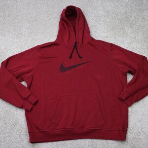 Nike Hoodie Mens 2XL XXL Red Center Swoosh Fleece Blue Tag Hooded Sweatshirt